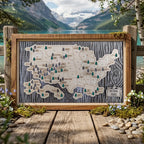 US National Parks Wooden Travel Map & Visit Tracker (Grey-Tree Texture)