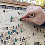 US National Parks Wooden Travel Map & Visit Tracker (Grey-Tree Texture)