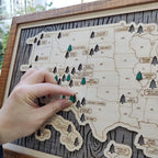US National Parks Wooden Travel Map & Visit Tracker (Grey-Tree Texture)