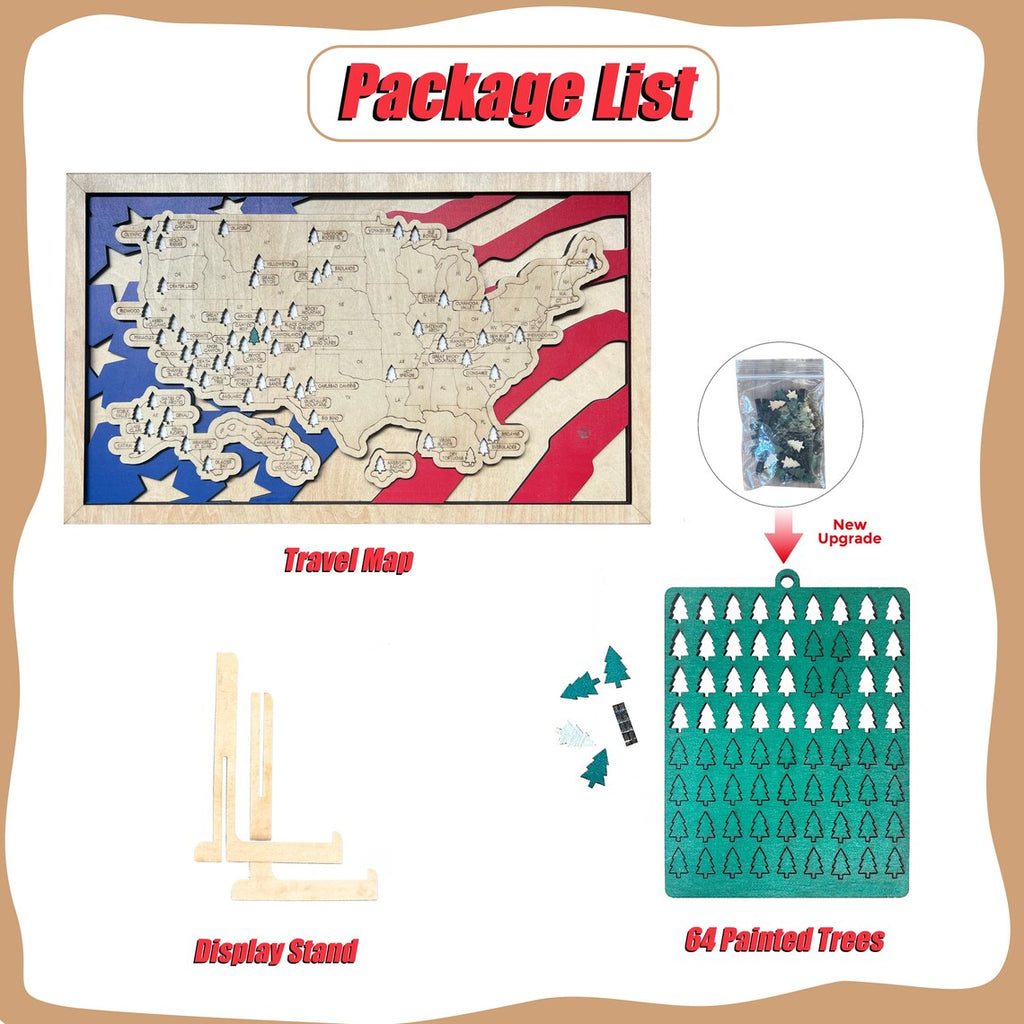 National Parks Wooden Travel Map Checklist