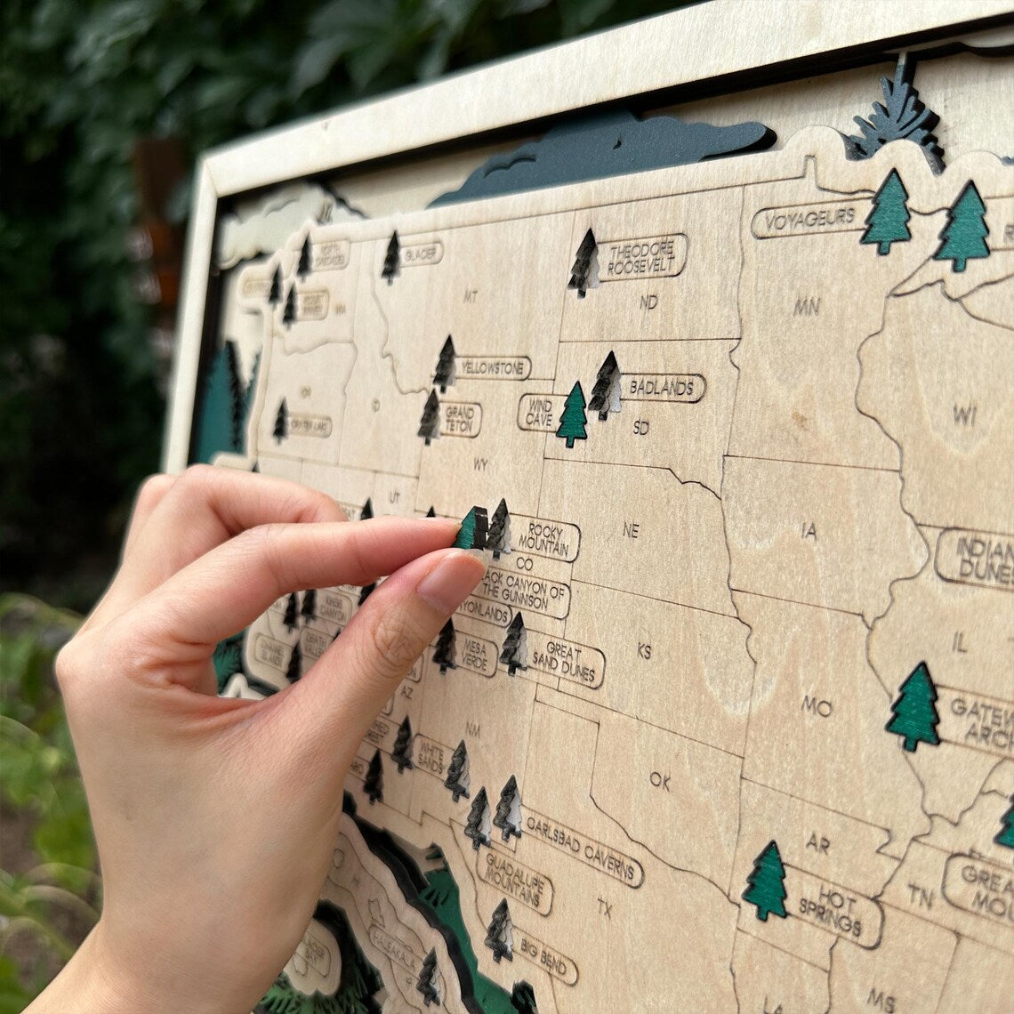 National Parks Wooden Travel Map Checklist