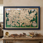 Wooden National Parks Map With Trees To Record Park Visits (Forest)