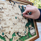 Wooden National Parks Map With Trees To Record Park Visits (Forest)