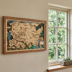 Wooden National Parks Map With Trees To Record Park Visits (Mountain)