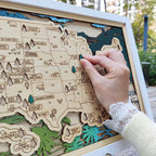 Wooden National Parks Map With Trees To Record Park Visits (Mountain)