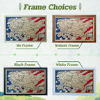 Wooden National Parks Map With Trees To Record Park Visits (USA Flage)