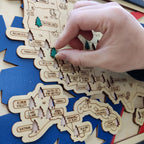 Wooden National Parks Map With Trees To Record Park Visits (USA Flage)