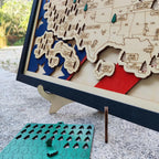 Wooden National Parks Map With Trees To Record Park Visits (USA Flage)