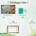Wooden National Parks Map With Trees To Record Park Visits (USA Flage)