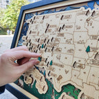 Wooden National Parks Map With Trees To Record Park Visits (Eagle)