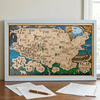 Wooden National Parks Map With Trees To Record Park Visits (Eagle)