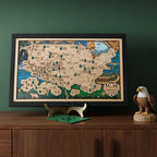 Wooden National Parks Map With Trees To Record Park Visits (Eagle)