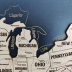 Wooden Map of USA (Black Printed Board + Natural Plywood)