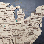 Wooden Map of USA (Black Printed Board + Natural Plywood)