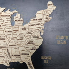 Wooden Map of USA (Black Printed Board + Natural Plywood)