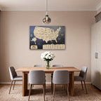 Wooden Map of USA (Black Printed Board + Natural Plywood)
