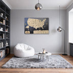 Wooden Map of USA (Black Printed Board + Natural Plywood)