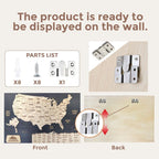 Wooden Map of USA (Black Printed Board + Natural Plywood)