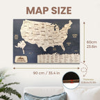 Wooden Map of USA (Black Printed Board + Natural Plywood)