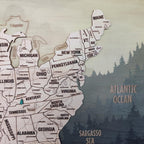 Wooden Map of USA (Mountains Printed Board + Natural Plywood)