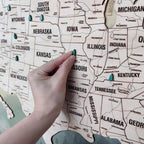 Wooden Map of USA (Mountains Printed Board + Natural Plywood)