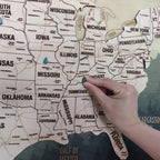 Wooden Map of USA (Mountains Printed Board + Natural Plywood)