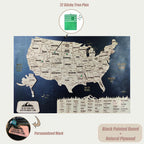 Cork Push Pin USA Wood Map - Travel Tracker Wall Art