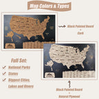 Cork Push Pin USA Wood Map - Travel Tracker Wall Art