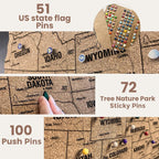 Wooden Map of USA (Black Printed Board + Cork)