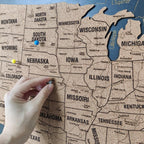 Wooden Map of USA (Black Printed Board + Cork)