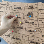 Wooden Map of USA (Black Printed Board + Cork)
