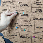 Wooden Map of USA (Black Printed Board + Cork)