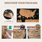 Wooden Map of USA (Black Printed Board + Cork)