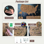 Wooden Map of USA (Black Printed Board + Cork)