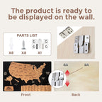 Wooden Map of USA (Black Printed Board + Cork)