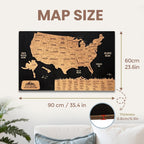 Wooden Map of USA (Black Printed Board + Cork)