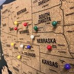 Wooden Map of USA (Black Printed Board + Cork)