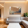 Wooden Map of USA (Mountains Printed Board + Cork)