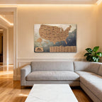 Wooden Map of USA (Mountains Printed Board + Cork)