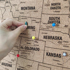 Wooden Map of USA (Mountains Printed Board + Cork)