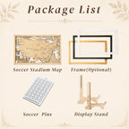 Personalized Soccer Stadium Tracker Map – Natural Wood Background