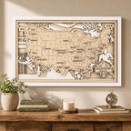 Personalized Soccer Stadium Tracker Map with Nameplate – Natural Wood Background