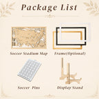 Personalized Soccer Stadium Tracker Map with Nameplate – Natural Wood Background