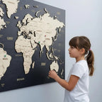Wooden World Map (Black Printed Board + Natural Plywood)