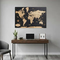 Wooden World Map (Black Printed Board + Natural Plywood)