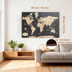Wooden World Map (Black Printed Board + Natural Plywood)