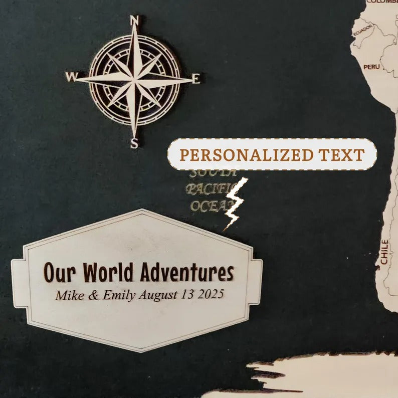 Wooden World Map (Black Printed Board + Natural Plywood)
