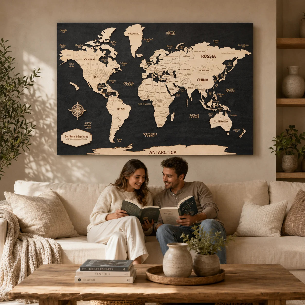 Personalized Wooden World Map Wall Art