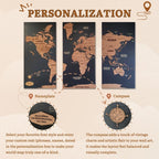 3D Wooden Triptych World Map