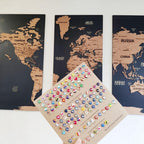 3D Wooden Triptych World Map